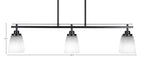 Odyssey Three Light Island Pendant in Matte Black with 4.5" Square White Muslin Shade