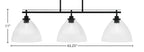 Odyssey Three Light Island Pendant in Matte Black with 10.75" Clear Ribbed Shade