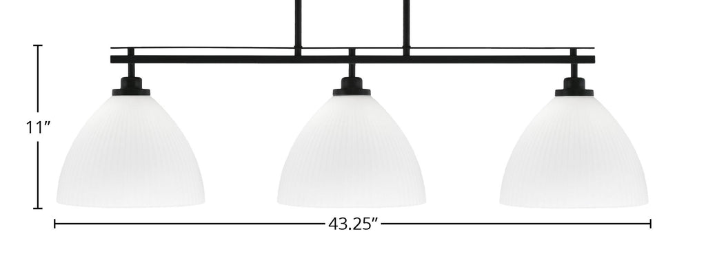 Odyssey Three Light Island Pendant in Matte Black with 10.75" Opal Frosted Shade