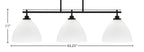 Odyssey Three Light Island Pendant in Matte Black with 10.75" Opal Frosted Shade