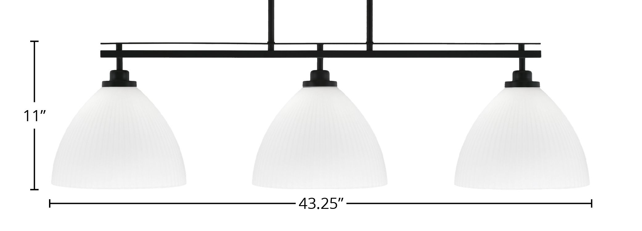Odyssey Three Light Island Pendant in Matte Black with 10.75" Opal Frosted Shade