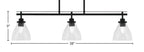 Odyssey Three Light Island Pendant in Matte Black with 6.25" Clear Bubble Shade