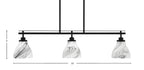 Odyssey Three Light Island Pendant in Matte Black with 6.25" Onyx Swirl Shade