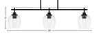 Odyssey Three Light Island Pendant in Matte Black with 6" Clear Bubble Shade