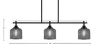 Odyssey Three Light Island Pendant in Matte Black with 6" Smoke Bubble Shade