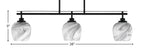 Odyssey Three Light Island Pendant in Matte Black with 6" Onyx Swirl Shade