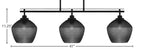 Odyssey Three Light Island Pendant in Matte Black with 9" Smoke Textured Shade