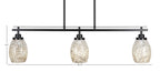 Odyssey Three Light Island Pendant in Matte Black with 5" Natural Fusion Shade