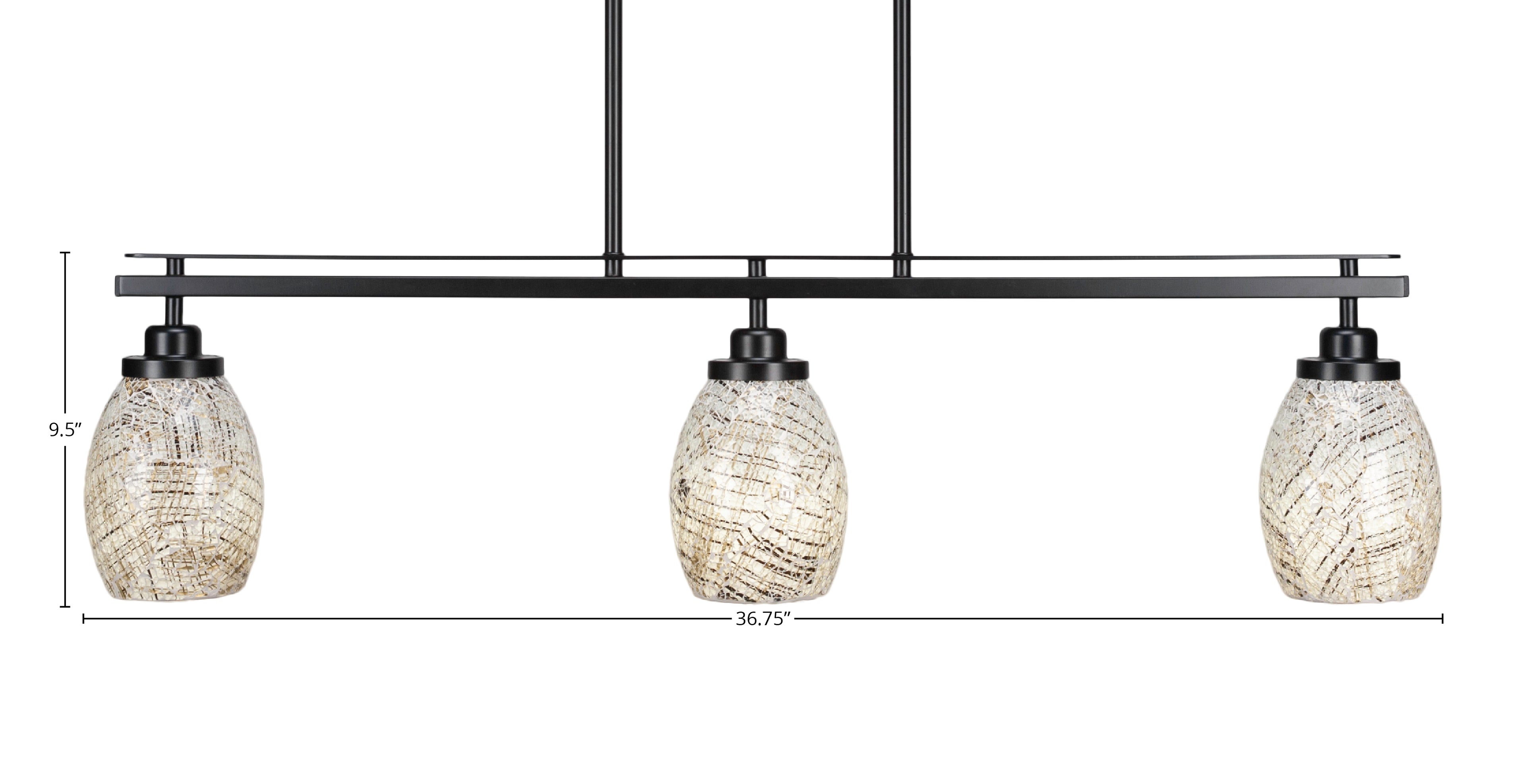 Odyssey Three Light Island Pendant in Matte Black with 5" Natural Fusion Shade