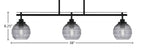 Odyssey Three Light Island Pendant in Matte Black with 6" Smoke Ribbed Shade