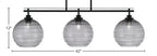 Odyssey Three Light Island Pendant in Matte Black with 10" Smoke Ribbed Shade