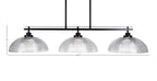 Odyssey Three Light Island Pendant in Matte Black with 13" Clear Ribbed Shade