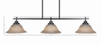 Odyssey Three Light Island Pendant in Matte Black with 10" Gray Linen Shade