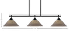 Odyssey Three Light Island Pendant in Matte Black with 12" Gray Linen Shade