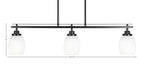 Odyssey Three Light Island Pendant in Matte Black with 5" White Linen Shade