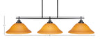 Odyssey Three Light Island Pendant in Matte Black with 12" Cayenne Linen Shade