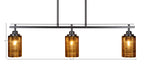 Odyssey Three Light Island Pendant in Matte Black with 4" Gold Matrix Shade