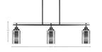 Odyssey Three Light Island Pendant in Matte Black with 4" Silver Matrix Shade