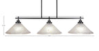 Odyssey Three Light Island Pendant in Matte Black with 12" Frosted Crystal Shade