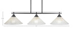 Odyssey Three Light Island Pendant in Matte Black with 12" Gold Ice Shade