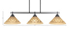Odyssey Three Light Island Pendant in Matte Black with 12" Chocolate Icing Shade