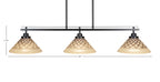 Odyssey Three Light Island Pendant in Matte Black with 10" Chocolate Icing Shade