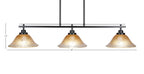 Odyssey Three Light Island Pendant in Matte Black with 10" Amber Crystal Shade
