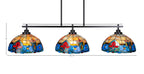 Odyssey Three Light Island Pendant in Matte Black with 12" Sierra Art Glass Shade