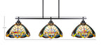 Odyssey Three Light Island Pendant in Matte Black with 12" Earth Star Art Glass Shade