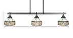 Odyssey Three Light Island Pendant in Matte Black with 7" Royal Merlot Art Glass Shade