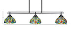Odyssey Three Light Island Pendant in Matte Black with 7" Kaleidoscope Art Glass Shade