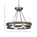 Belmont Four Light Chandelier in Graphite & Painted Distressed Wood-look Metal