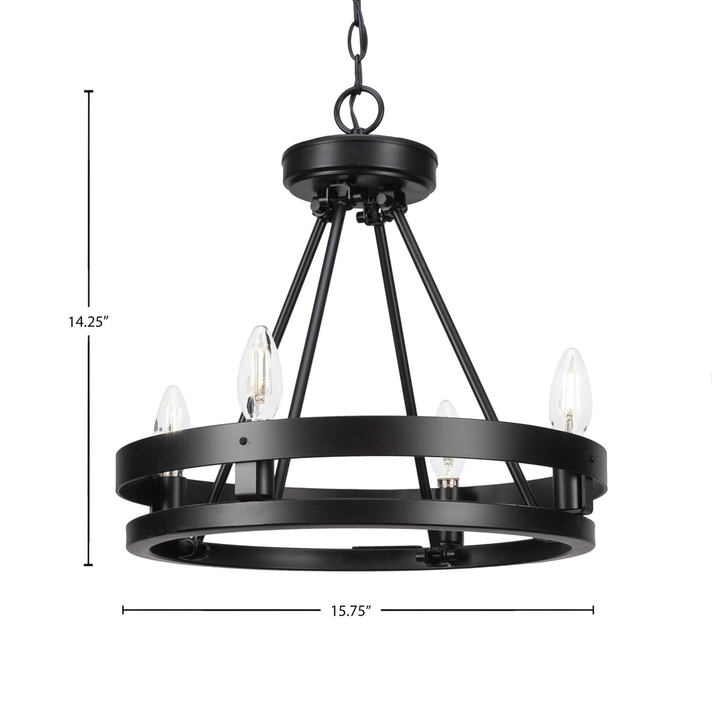 Belmont Four Light Chandelier in Matte Black