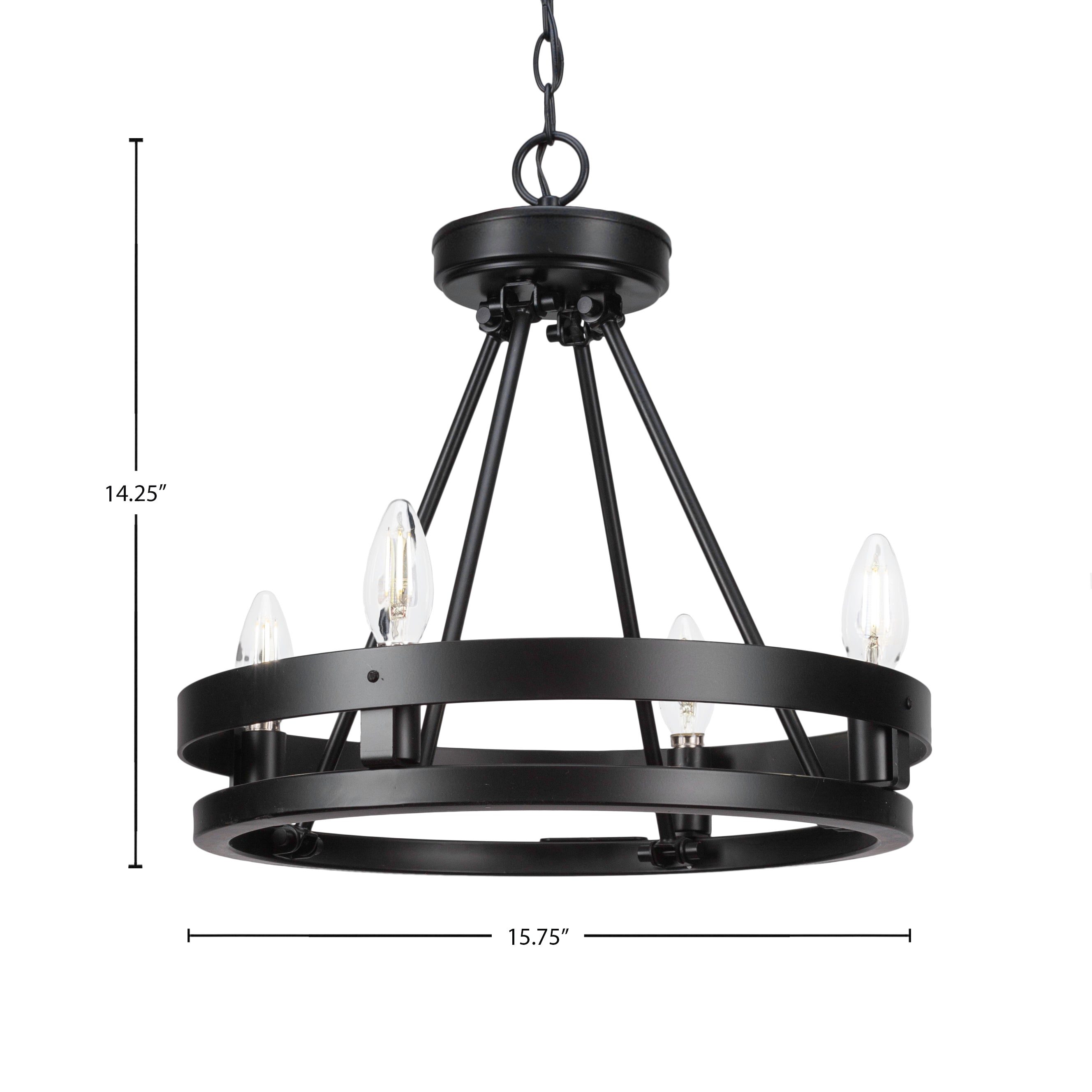 Belmont Four Light Chandelier in Matte Black