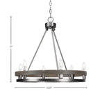 Belmont Six Light Chandelier in Graphite & Painted Distressed Wood-look Metal