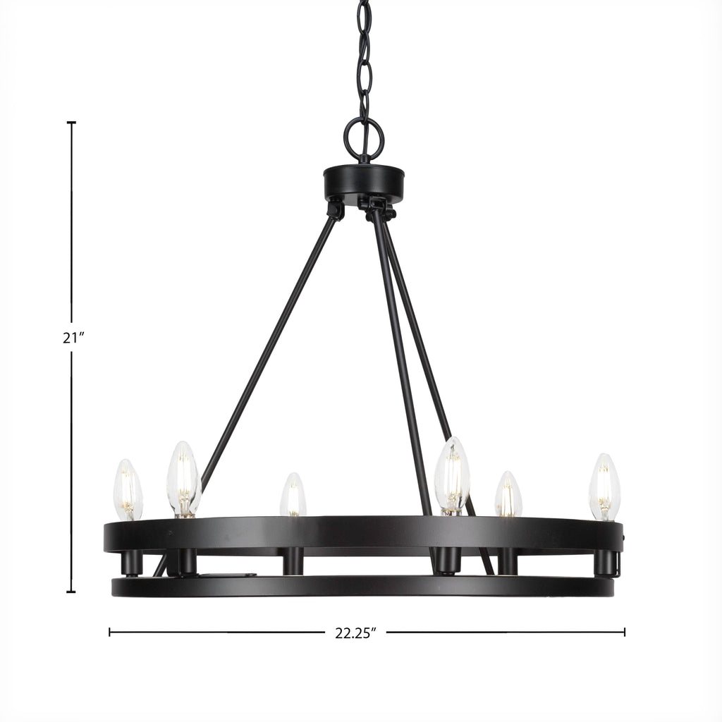 Belmont Six Light Chandelier in Matte Black