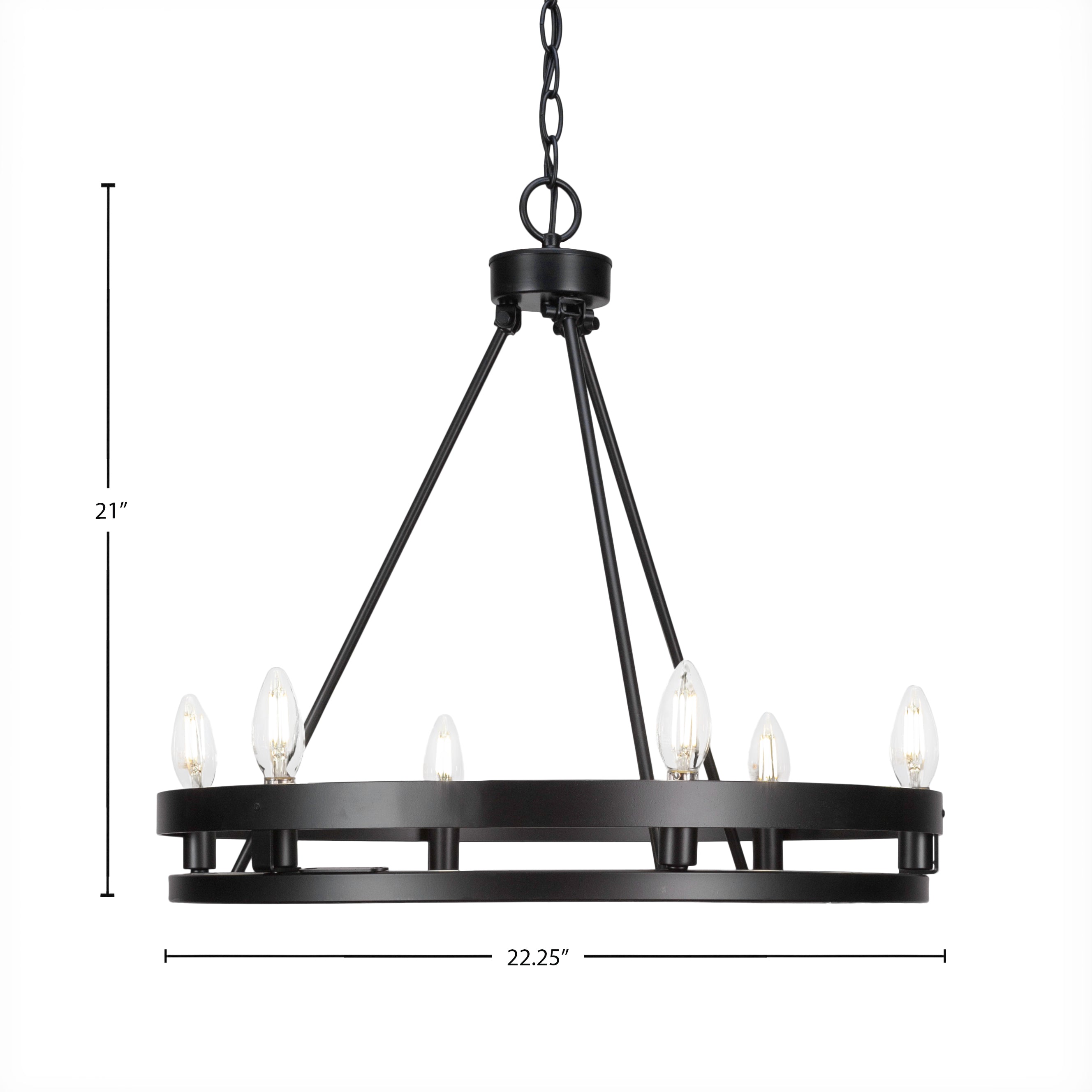 Belmont Six Light Chandelier in Matte Black