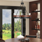 Belmont Six Light Chandelier in Matte Black & Painted Wood-look Metal