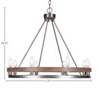 Belmont Eight Light Chandelier in Graphite & Painted Distressed Wood-look Metal