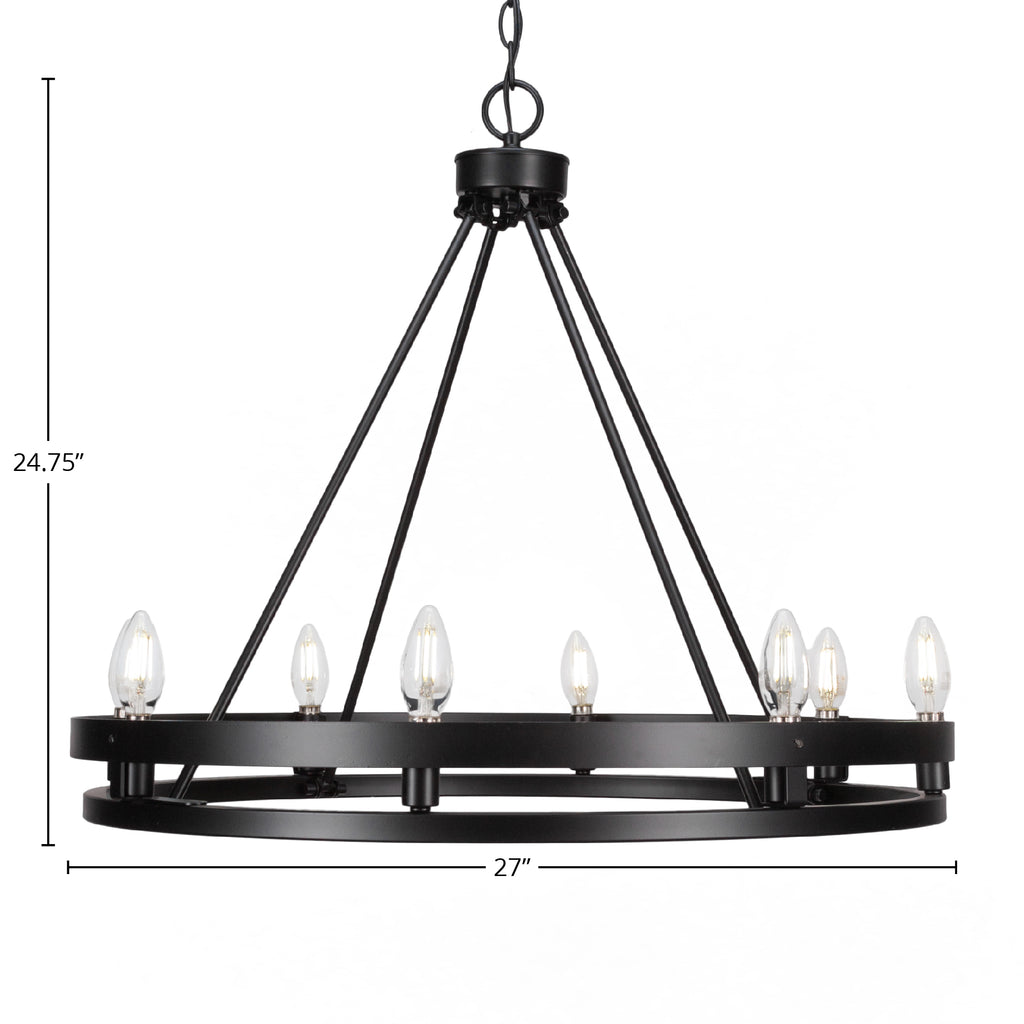 Belmont Eight Light Chandelier in Matte Black