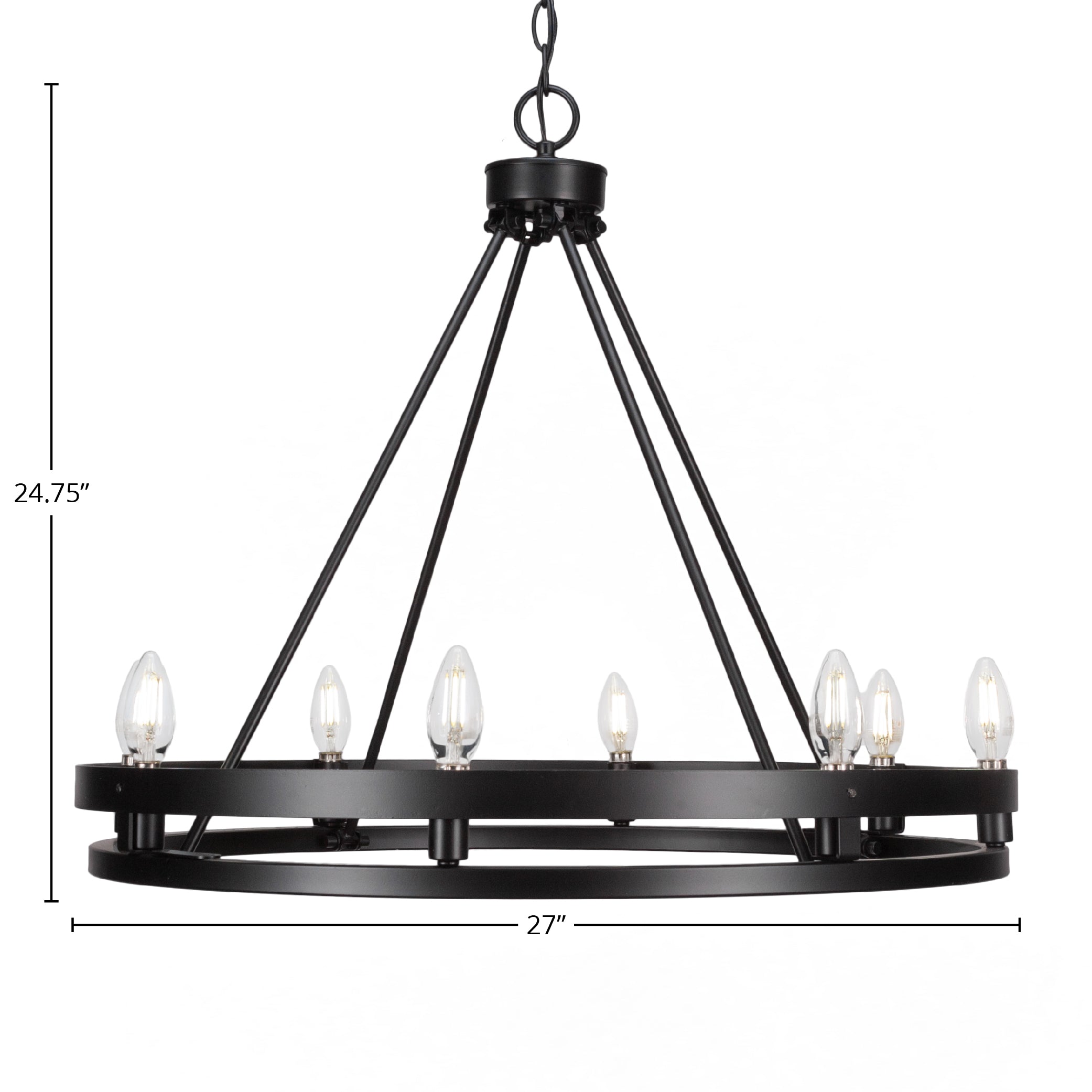 Belmont Eight Light Chandelier in Matte Black