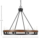 Belmont Eight Light Chandelier in Matte Black & Painted Wood-look Metal