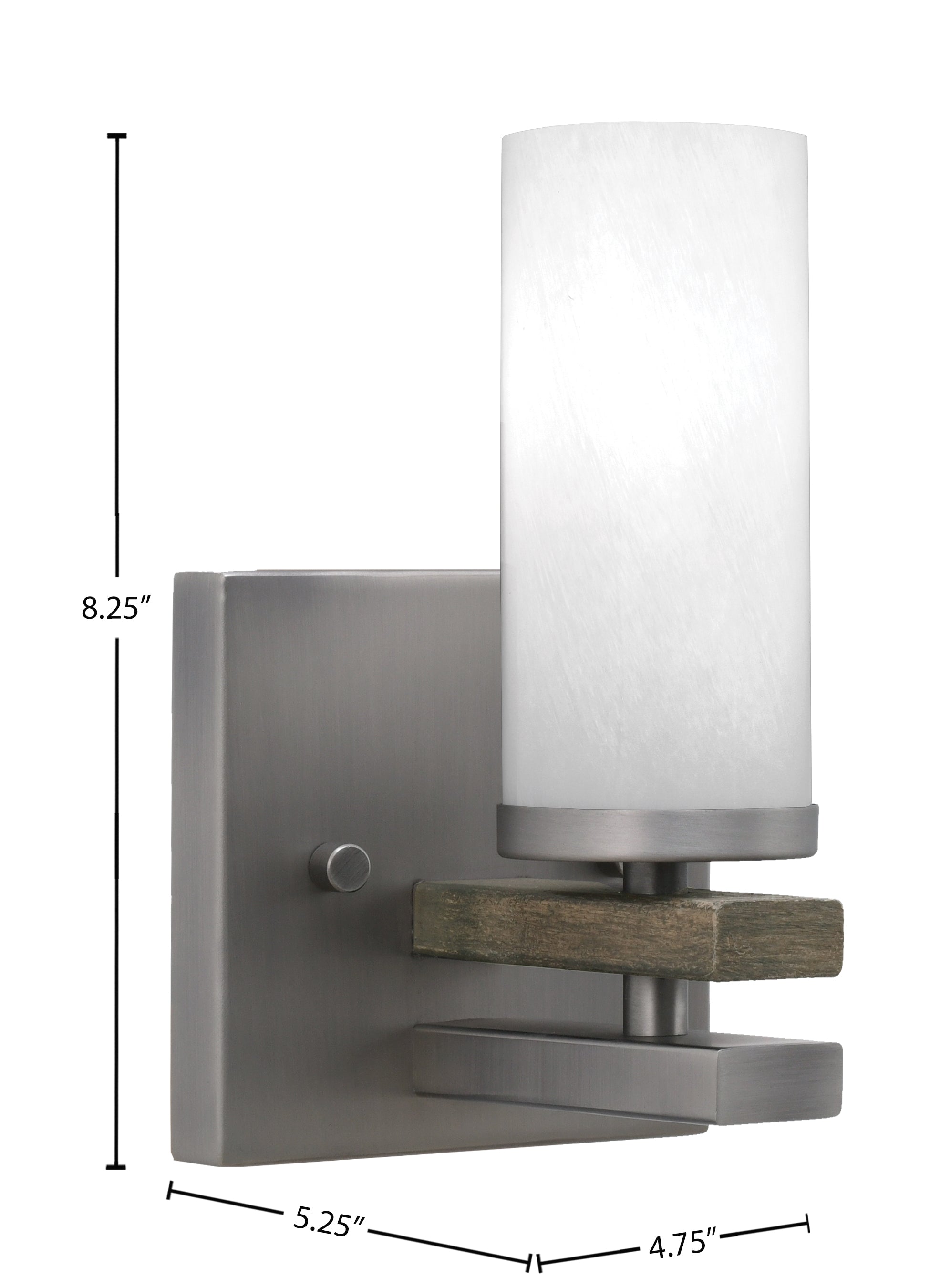 Belmont One Light Wall Sconce in Graphite & Painted Distressed Wood-look Metal with 2.5" White Marble Shade