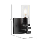 Belmont One Light Wall Sconce in Matte Black with 2.5" Clear Bubble Shade