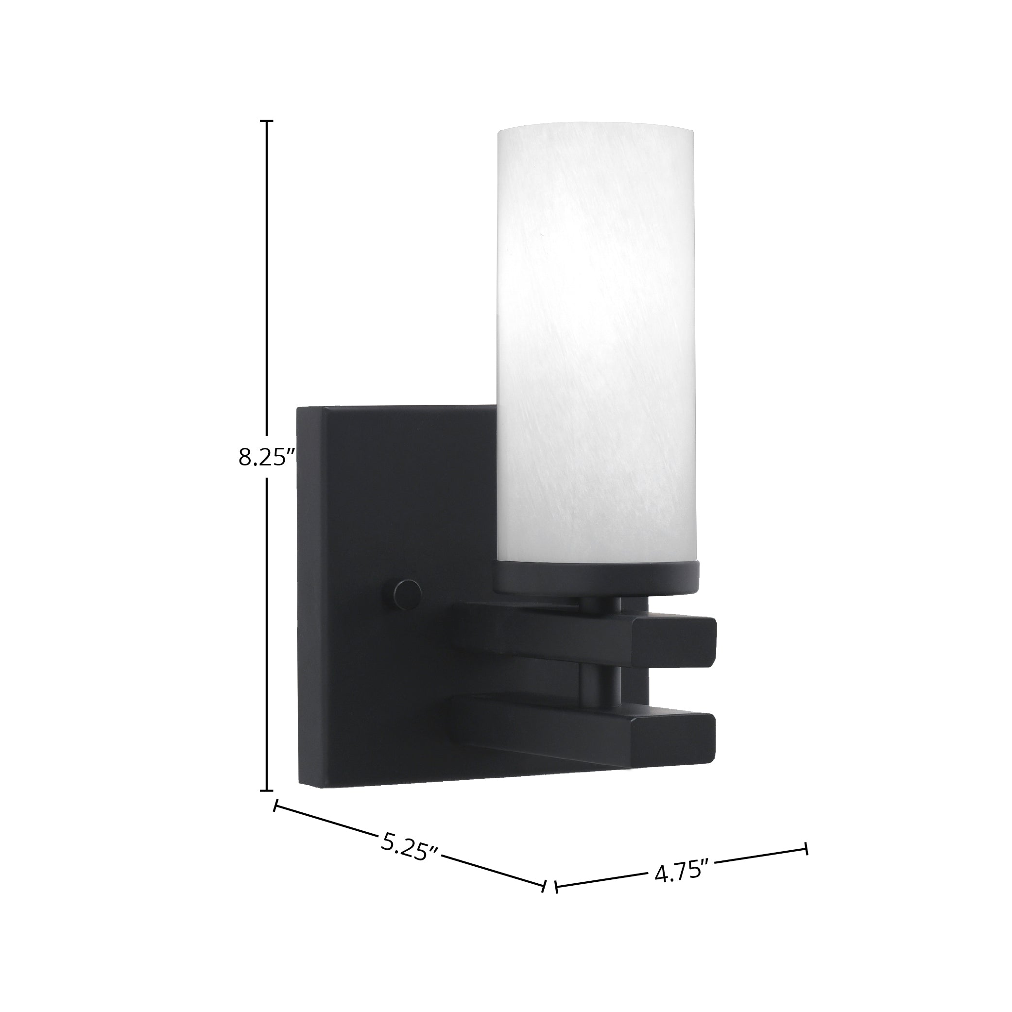 Belmont One Light Wall Sconce in Matte Black with 2.5" White Marble Shade