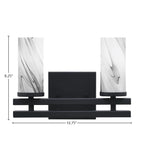Belmont Two Light Bath Bar in Matte Black with 2.5" Onyx Swirl Shade