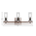 Belmont Three Light Bath Bar in Graphite & Painted Distressed Wood-look Metal with 2.5" Clear Bubble Shade