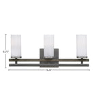 Belmont Three Light Bath Bar in Graphite & Painted Distressed Wood-look Metal with 2.5" White Marble Shade