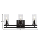 Belmont Three Light Bath Bar in Matte Black with 2.5" Clear Bubble Shade