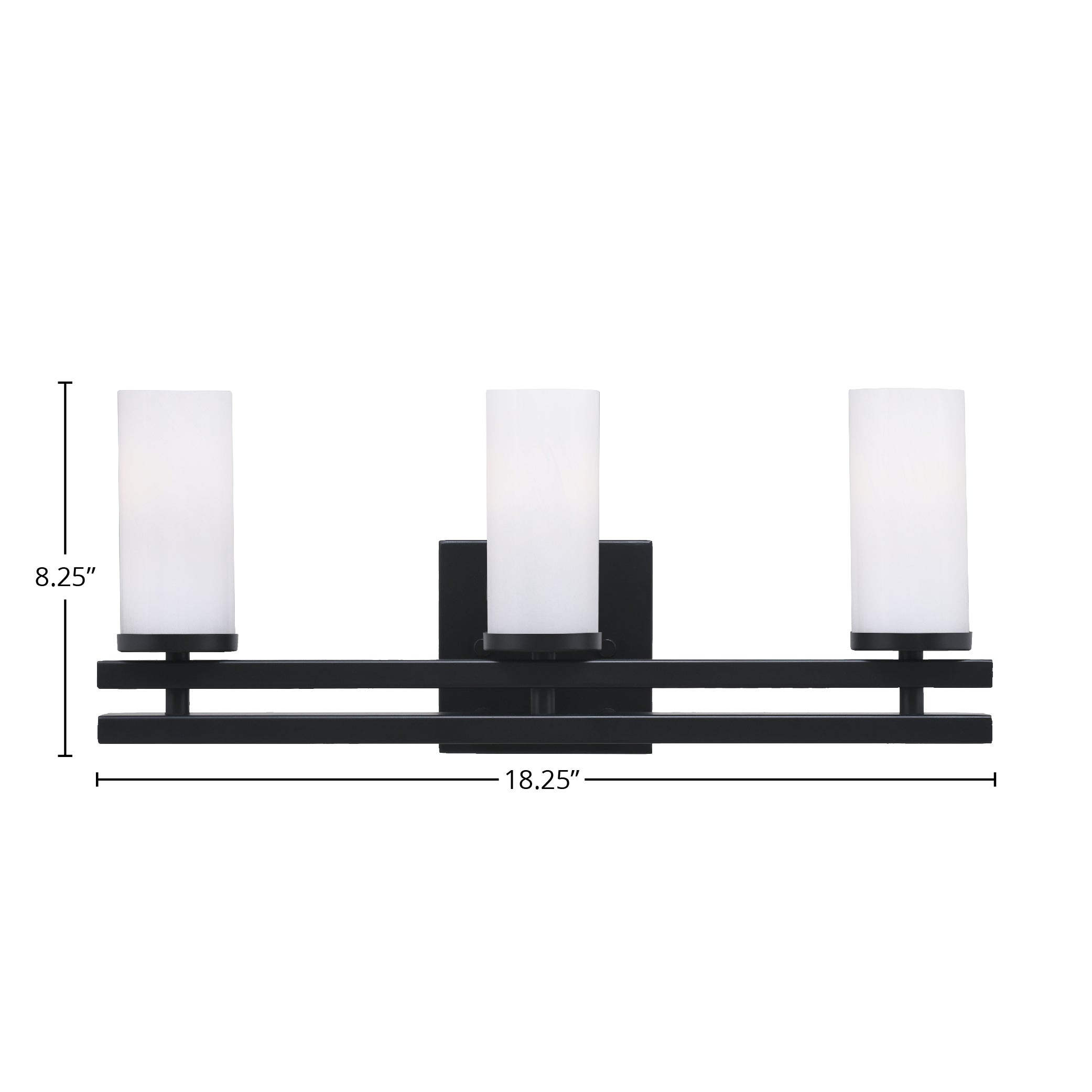 Belmont Three Light Bath Bar in Matte Black with 2.5" White Marble Shade